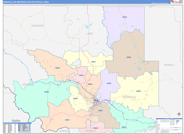 Missoula Metro Area Wall Map