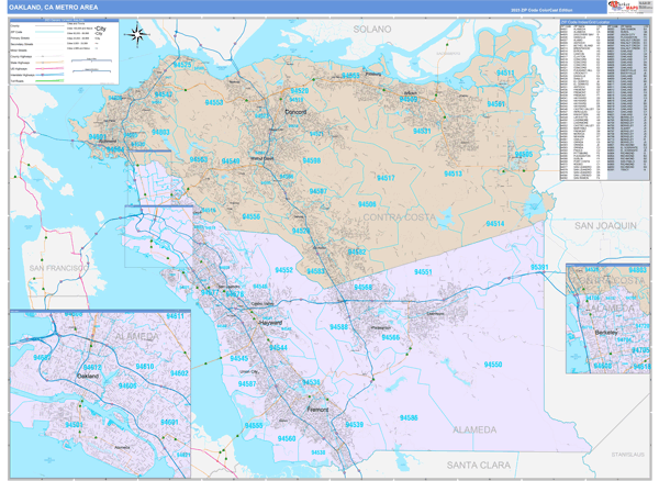 Oakland, CA Metro Area Zip Code Map