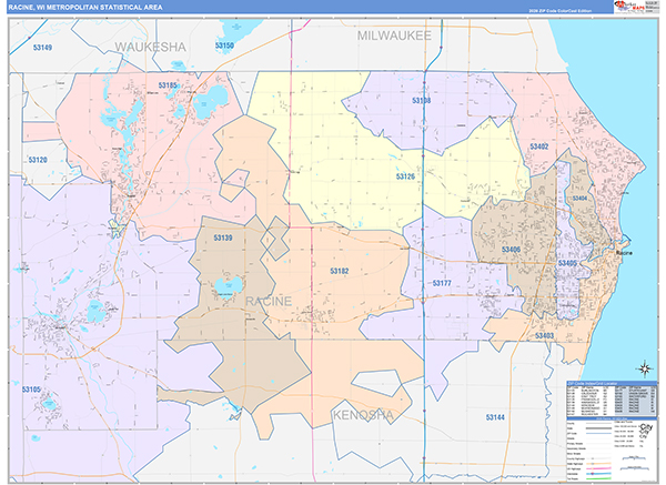 Racine Metro Area Wall Map