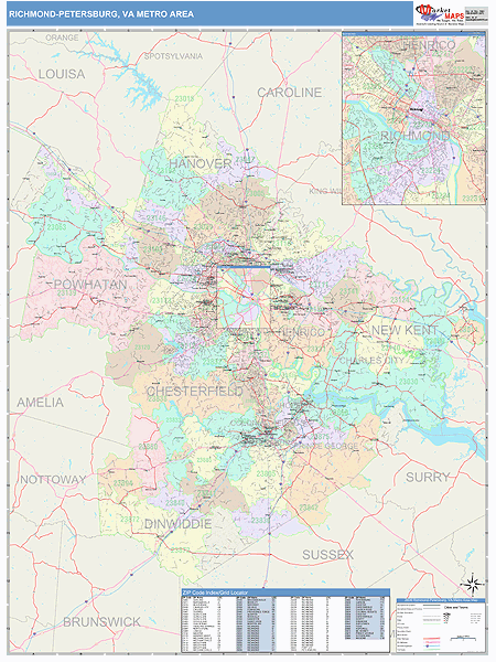 Maps of Richmond-Petersburg Metro Area Virginia