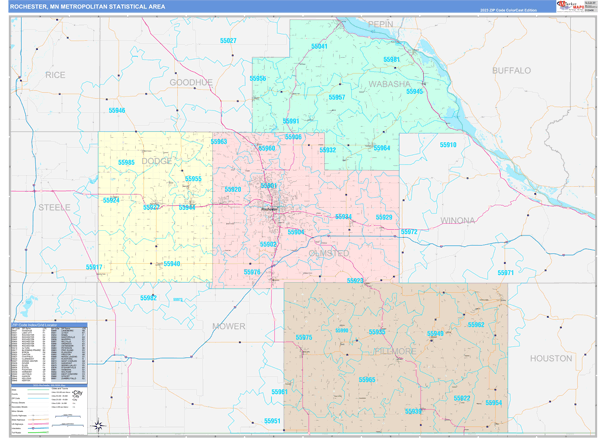 Rochester Metro Area Digital Map Color Cast Style