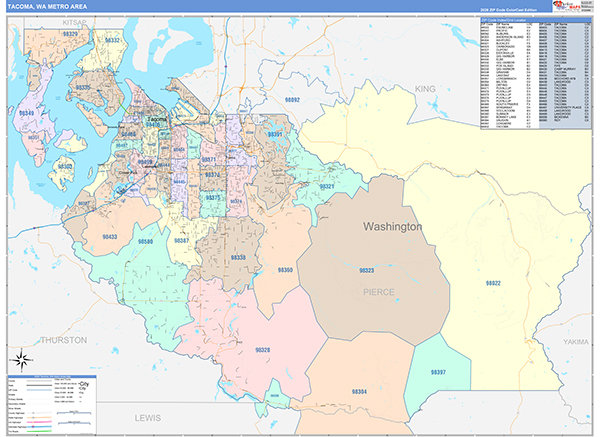 Tacoma Metro Area Wall Map