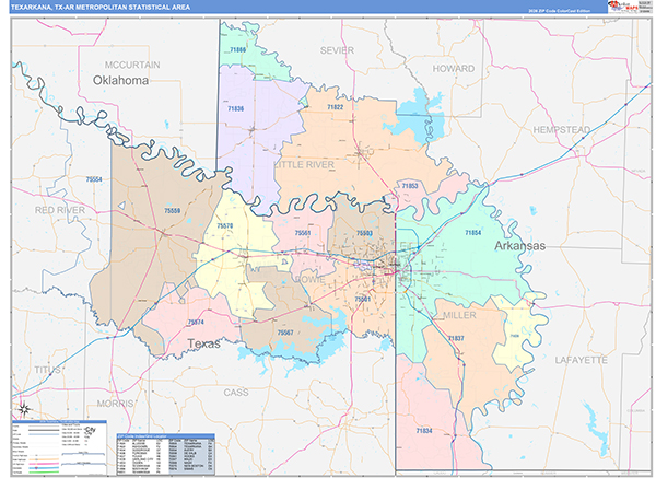 Texarkana Metro Area Wall Map
