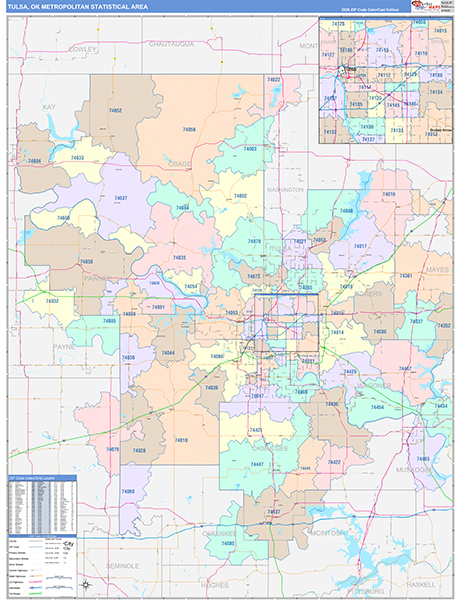 Tulsa Metro Area Wall Map