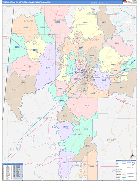Tuscaloosa Metro Area Wall Map