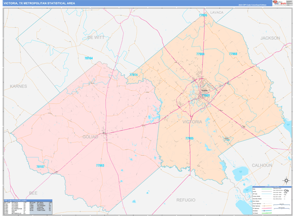 Victoria, TX Metro Area Zip Code Map