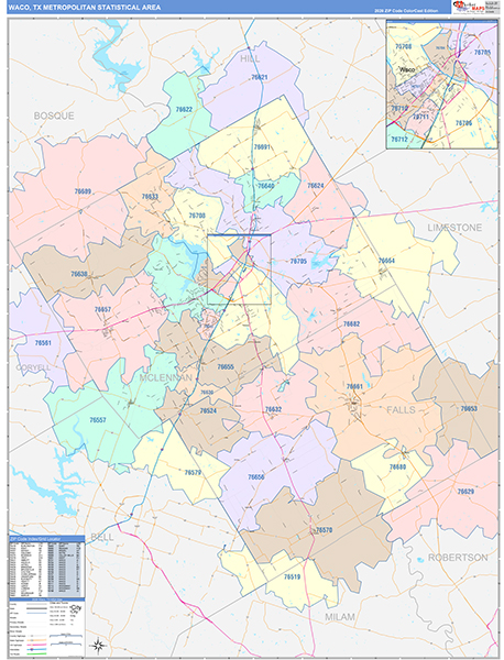 Waco Metro Area Wall Map