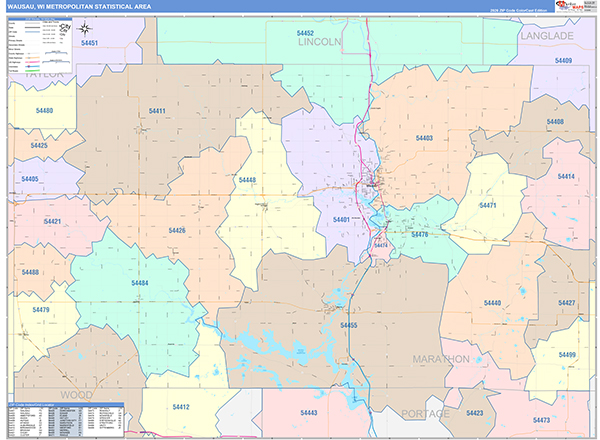 Wausau Metro Area Wall Map