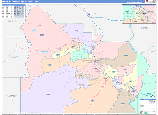 Yakima Metro Area Wall Map