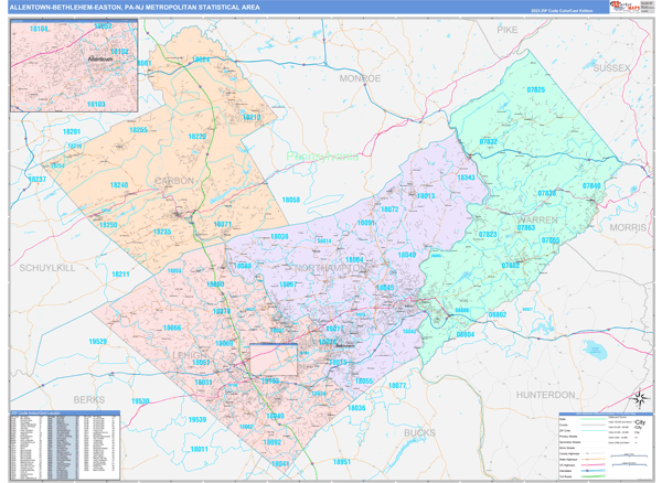 Digital Maps of Allentown-Bethlehem-Easton Metro Area Pennsylvania
