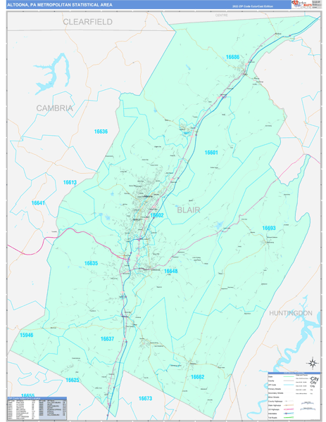 Altoona Metro Area Wall Map