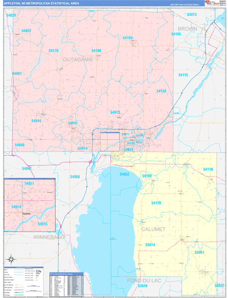 Appleton Metro Area Wall Map