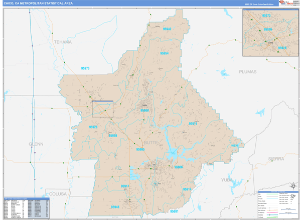 Chico Metro Area Wall Map