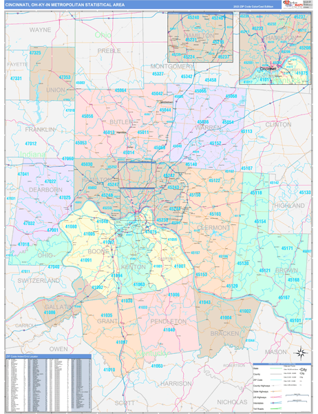 Cincinnati Metro Area Wall Map