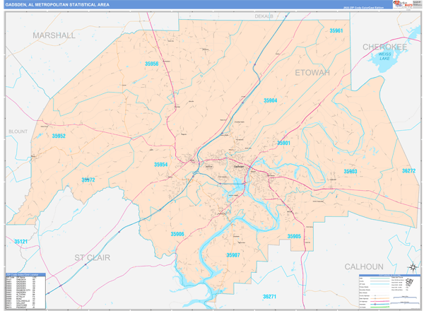 Gadsden Metro Area Wall Map