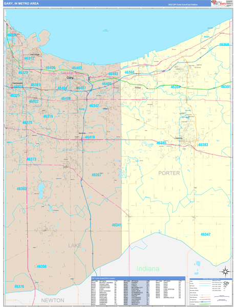Gary Metro Area Wall Map