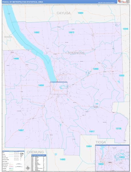 Ithaca Metro Area Wall Map