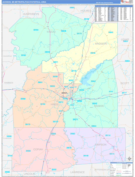 Jackson Metro Area Wall Map