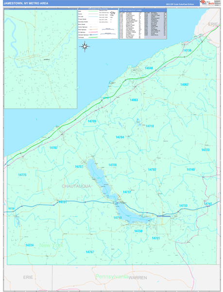 Jamestown Metro Area Wall Map