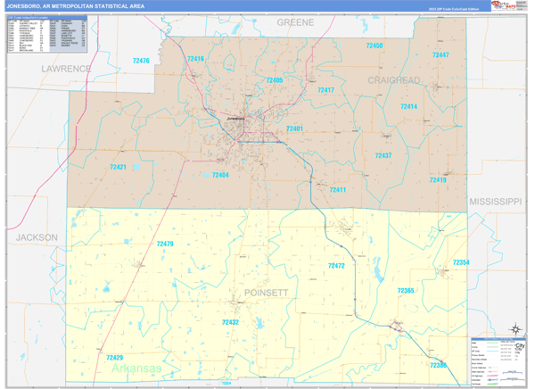 Jonesboro Metro Area Wall Map