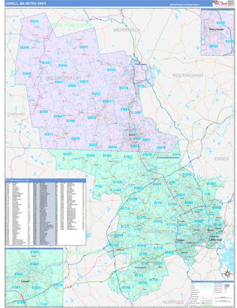 Lowell Metro Area Wall Map