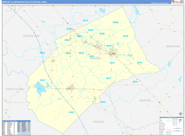 Merced Metro Area Wall Map