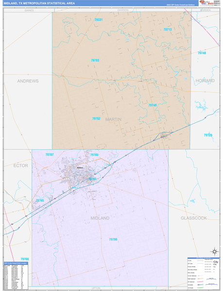 Midland Metro Area Wall Map