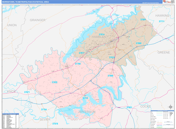 Morristown Metro Area Wall Map