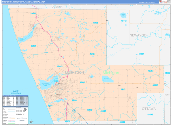 Muskegon Metro Area Wall Map