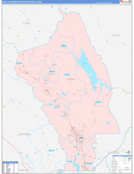 Napa Metro Area Wall Map