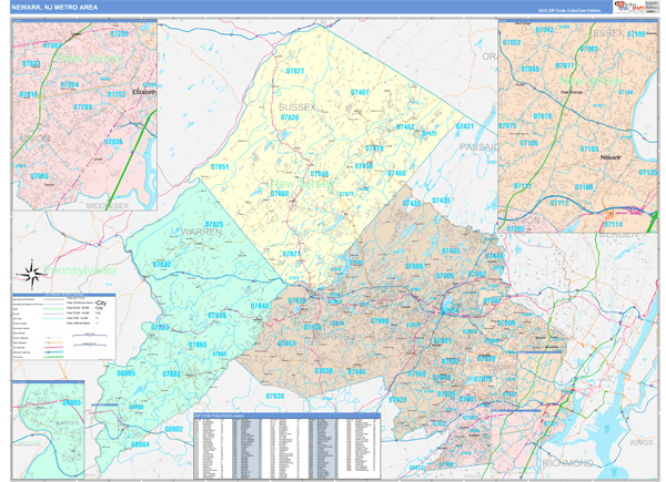 Newark Metro Area Wall Map