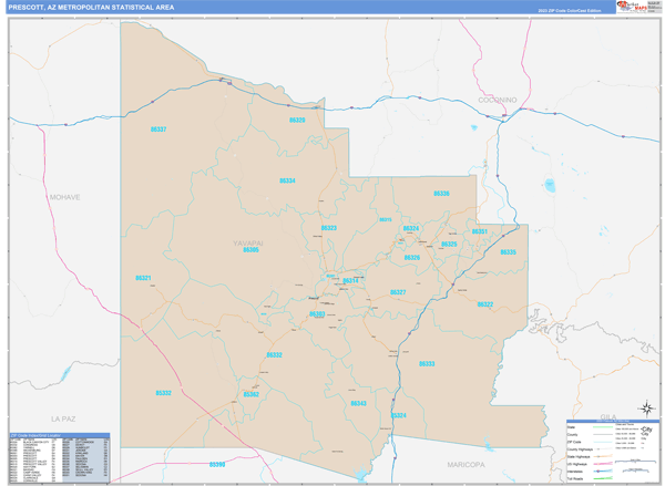 Prescott Metro Area Wall Map