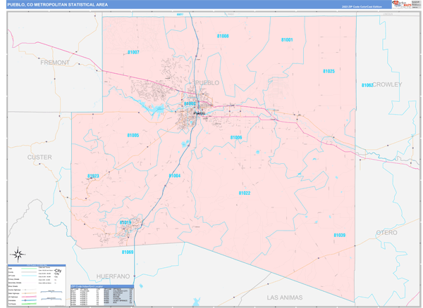 Pueblo Metro Area Wall Map