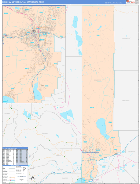 Reno Metro Area Wall Map