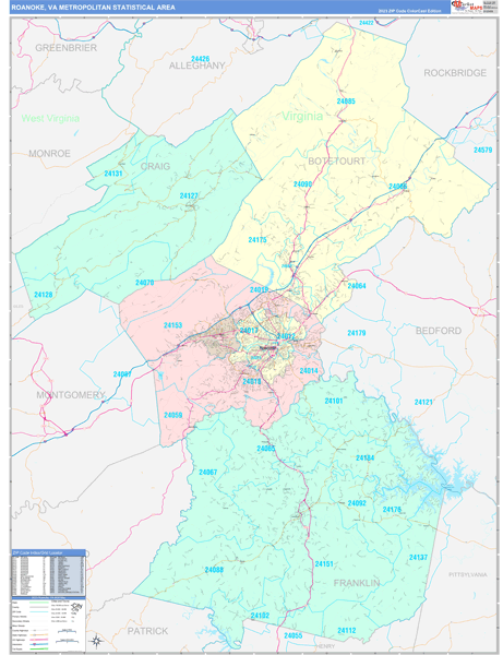 Roanoke Metro Area Wall Map