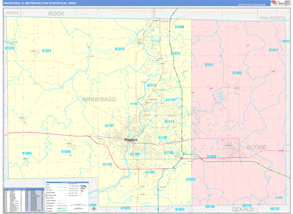 Rockford Metro Area Wall Map