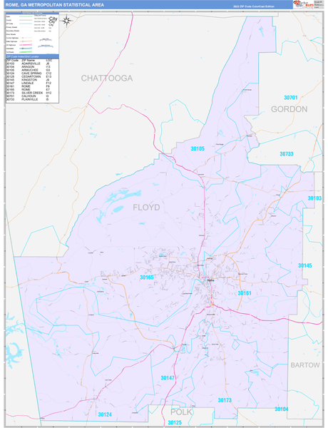 Rome Metro Area Wall Map