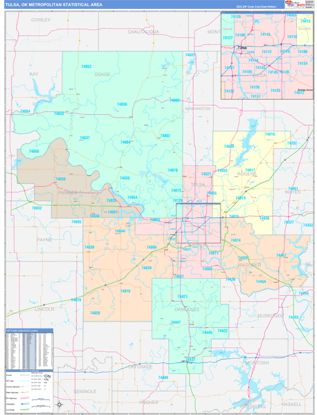 Tulsa Metro Area Wall Map