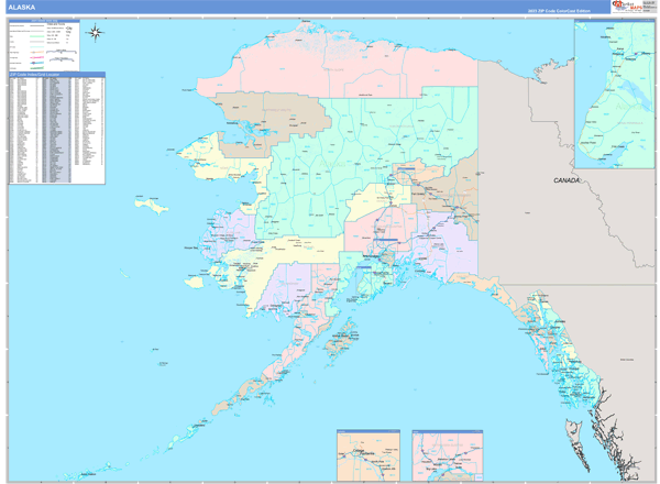 Alaska State Wall Map Color Cast Style