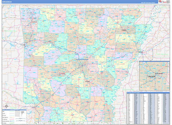Arkansas State Map Book Color Cast Style
