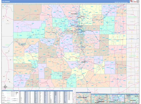 Colorado State Digital Map Color Cast Style