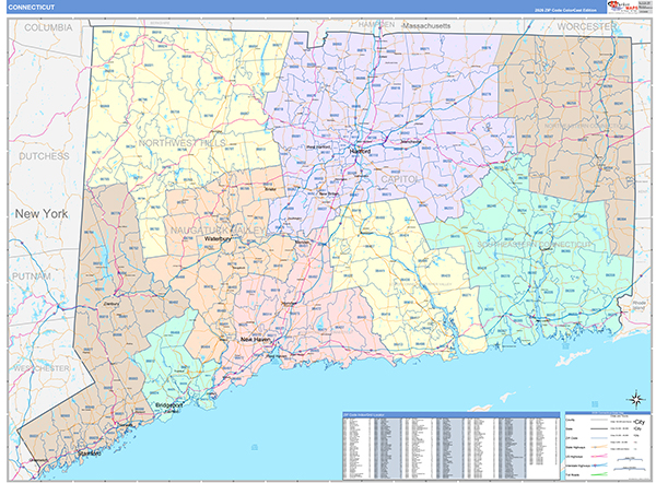 Connecticut  Wall Map