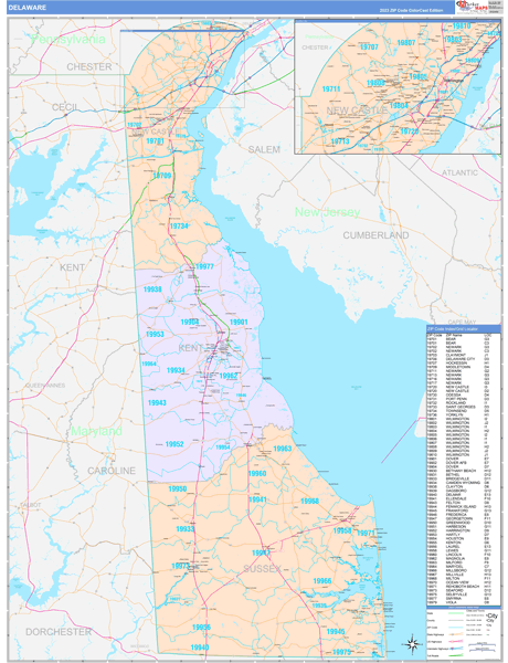 Delaware State Digital Map Color Cast Style