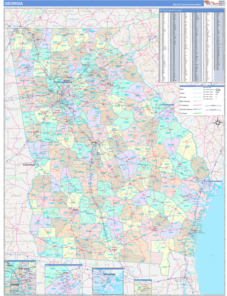Georgia State Digital Map Color Cast Style