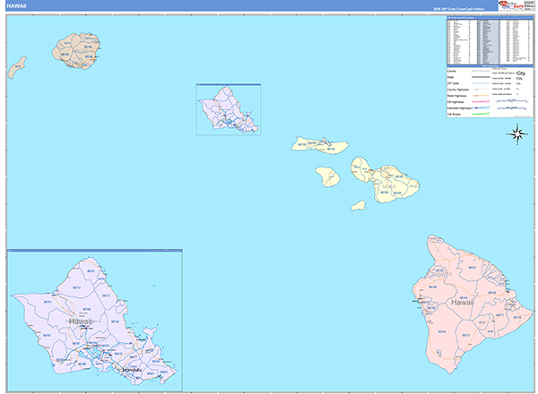 Hawaii  Wall Map