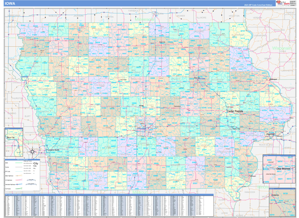 Iowa State Digital Map Color Cast Style