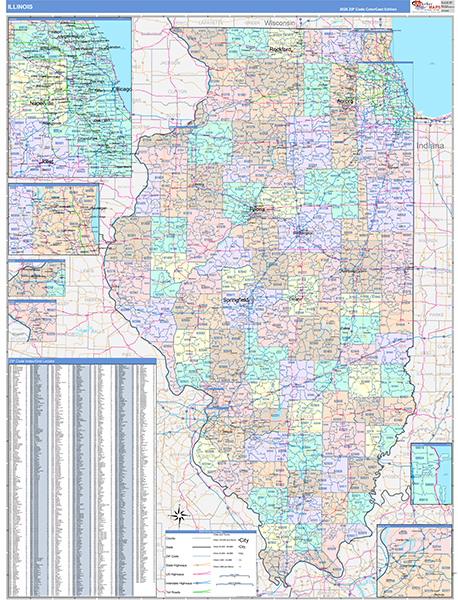 Illinois  Wall Map