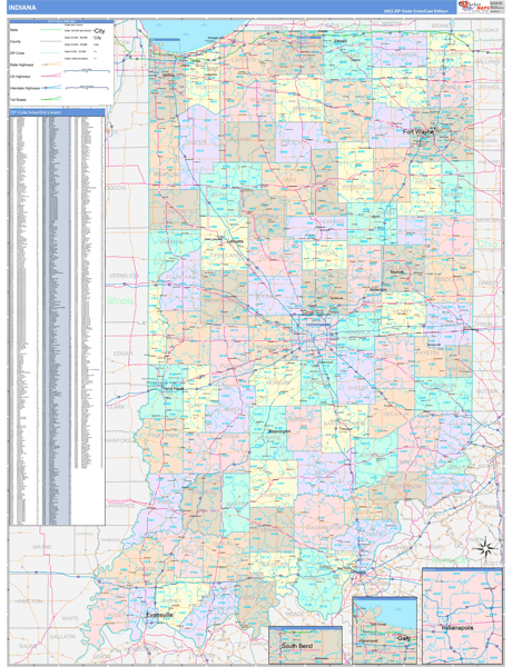 Indiana State Map Book Color Cast Style