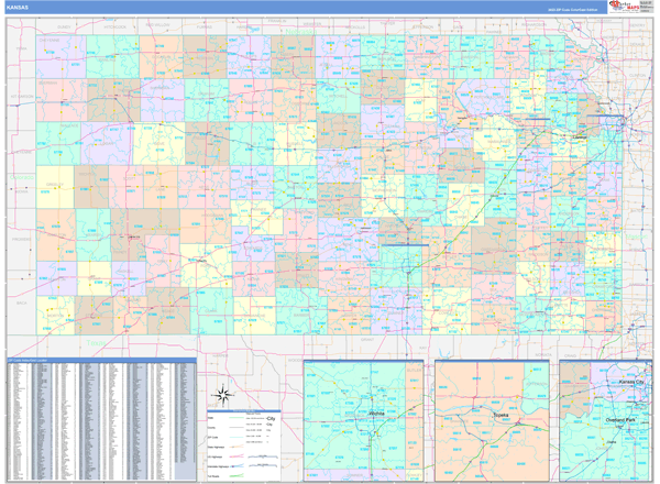 Kansas State Map Book Color Cast Style