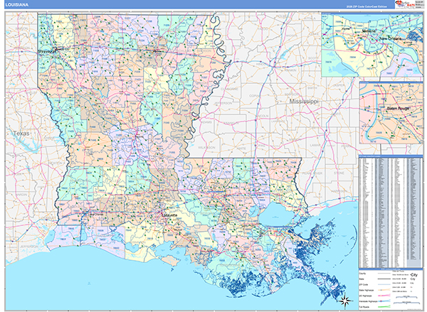 Louisiana  Wall Map